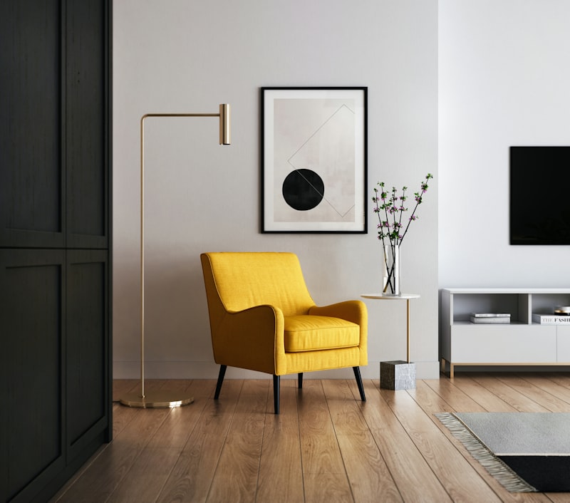 Warm minimalist living room with elegant leather sofa and plants