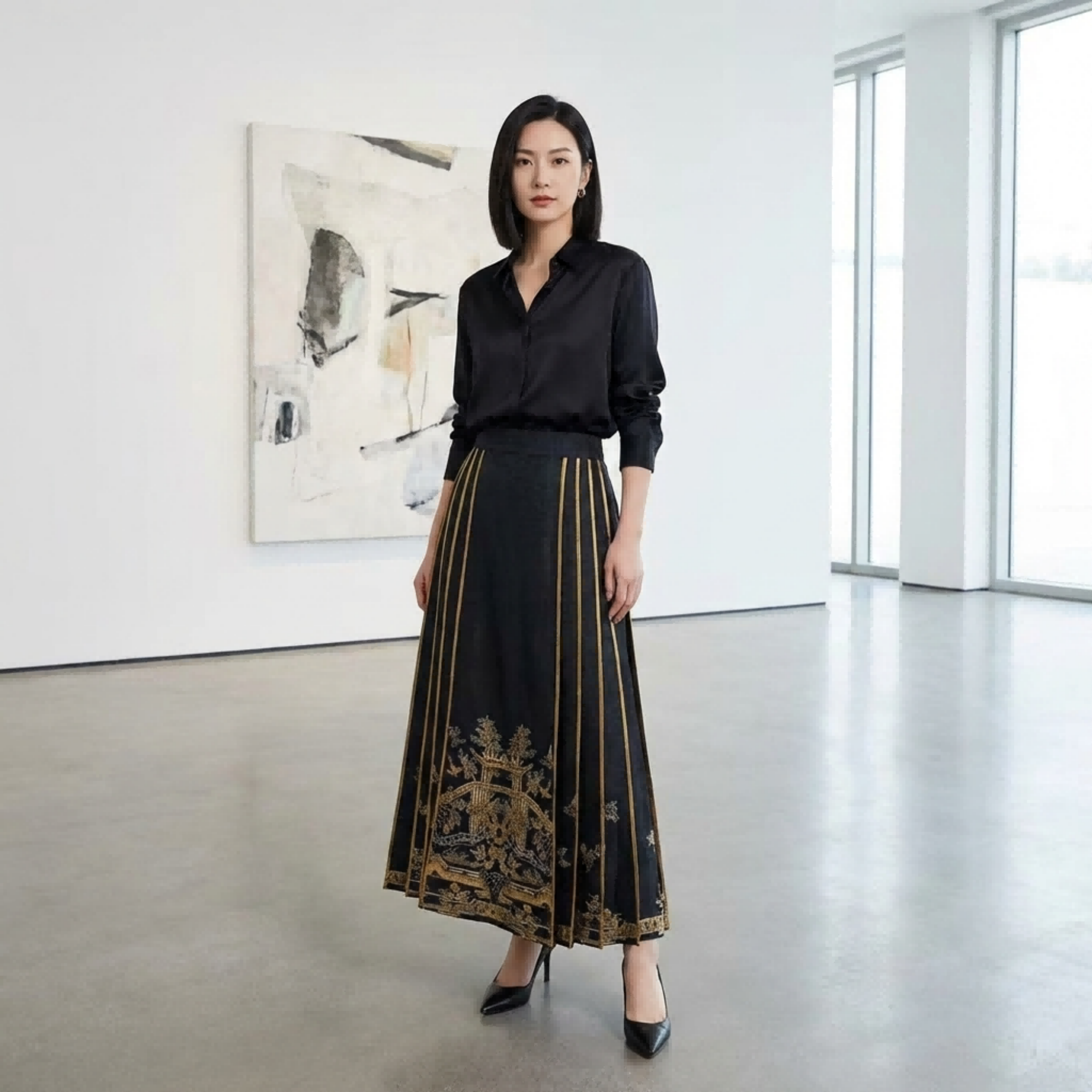 Black Gold Pavilion Embroidery
