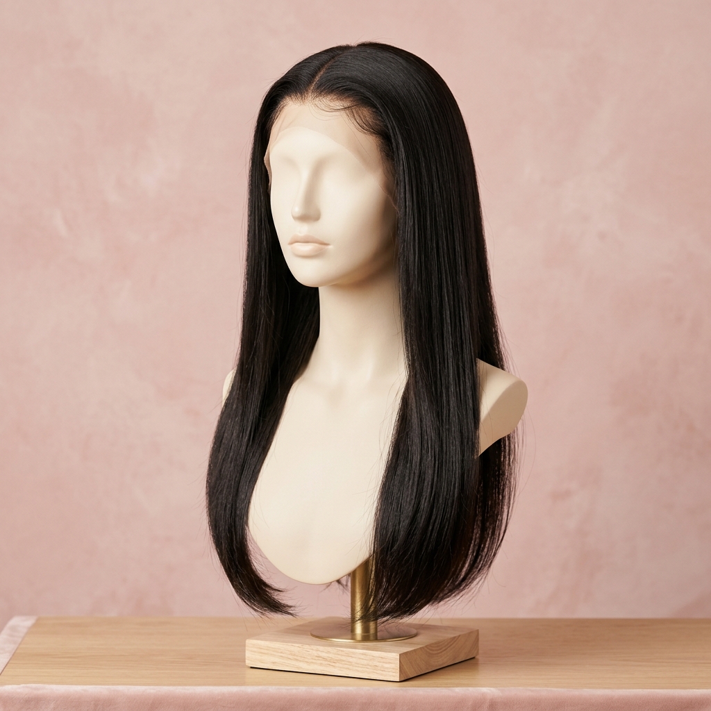 Alipearl Glueless Human Hair Wig in sleek straight natural black