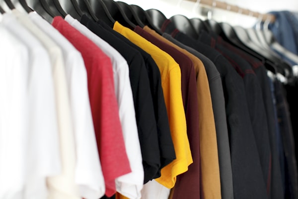 Basic cotton blouse hanging on simple hanger