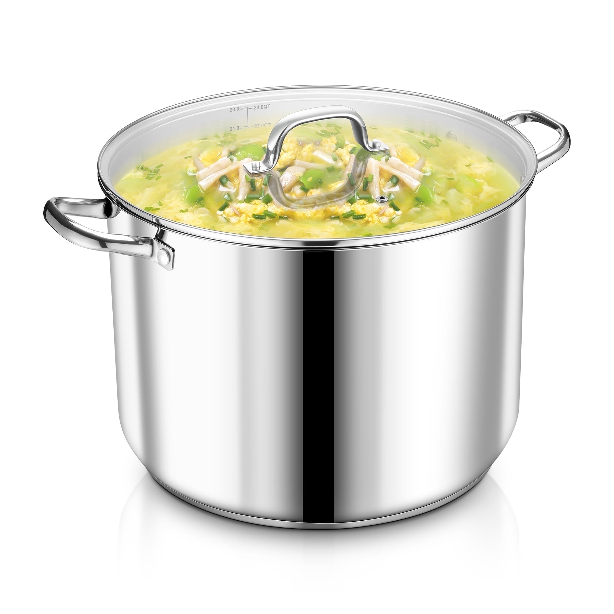 Vesteel 24 Quart Stock Pot with Lid, Stainless Steel Stockpot for Stewing Simmering, Tri-ply Construction for Induction Gas Electric Stove, Heavy Duty for Restaurant, Party