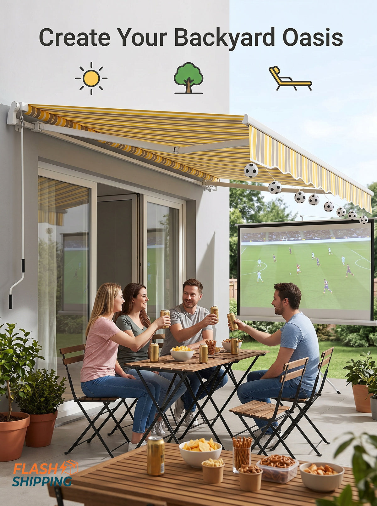 12 x 10 Manual Retractable Awning Outdoor Sunshade Shelter with Adjustable and Versatile Design