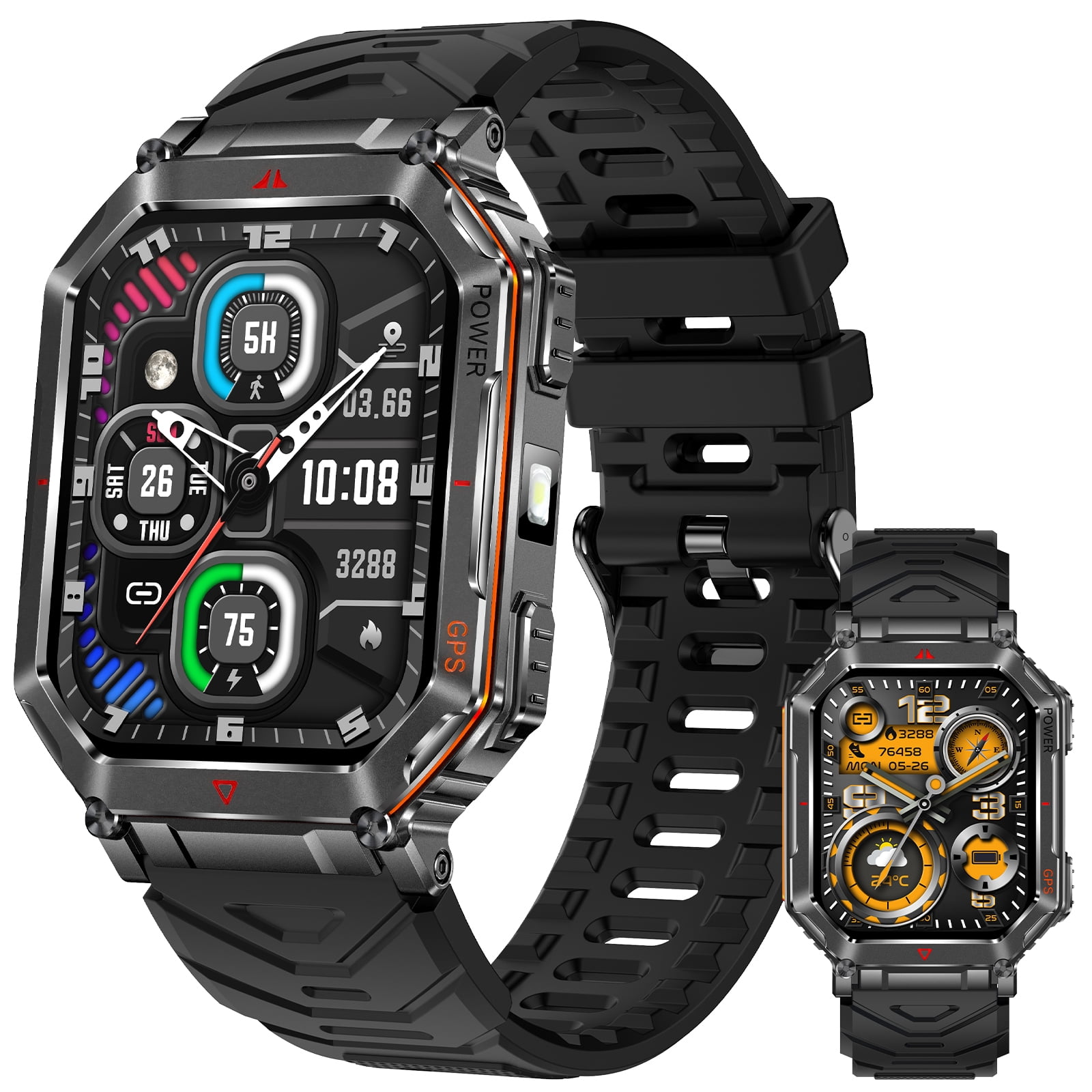Mingdaln Smartwatch 2.01-inch Large Full Touch Screen Features wireless calls/message alerts/120plus sports modes Built-in GPS Compatible with Android and iPhone devices