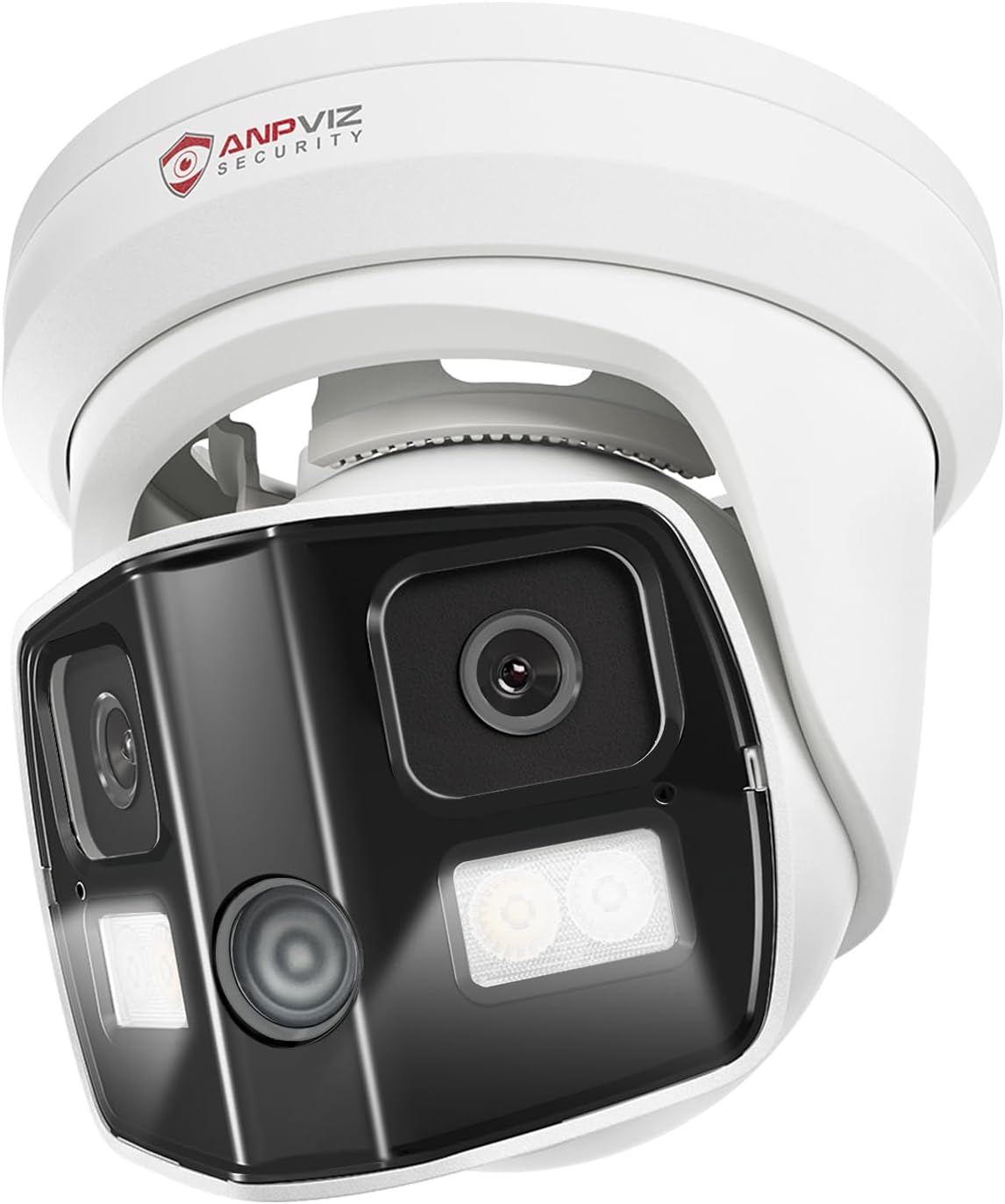 USA Only Anpviz 4K Dual Lens PoE IP Security Camera Outdoor 180�� Panoramic Wide Angle, 8MP Turret Camera with Smart Dual Light, Human/Vehicle Detection, Two Way Talk, Built in SD Slot, Full
